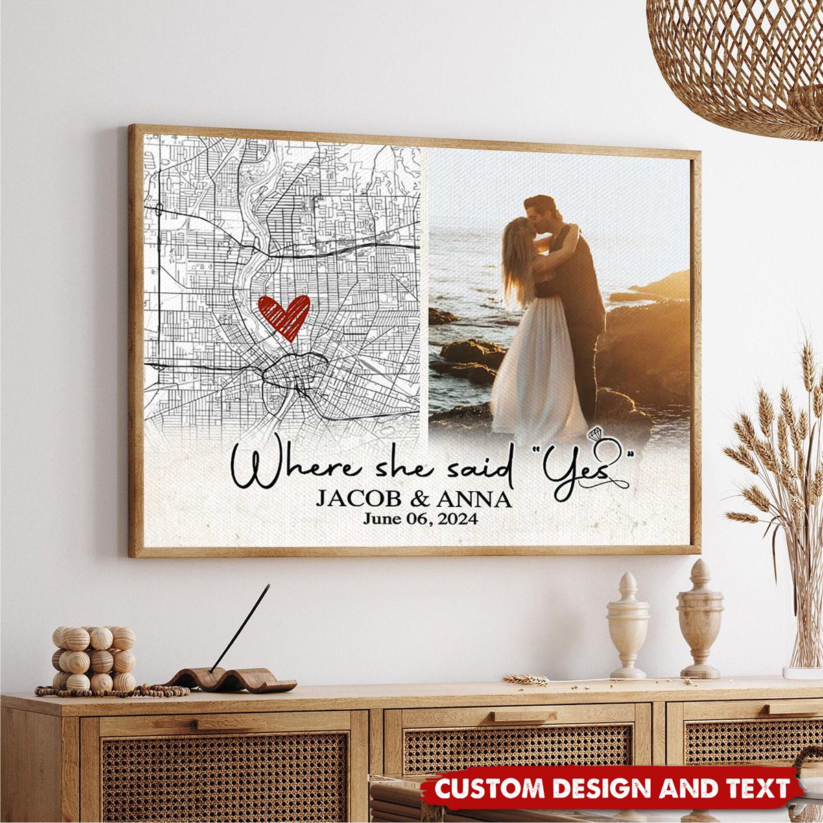 Where She Said Yes Custom Map Poster