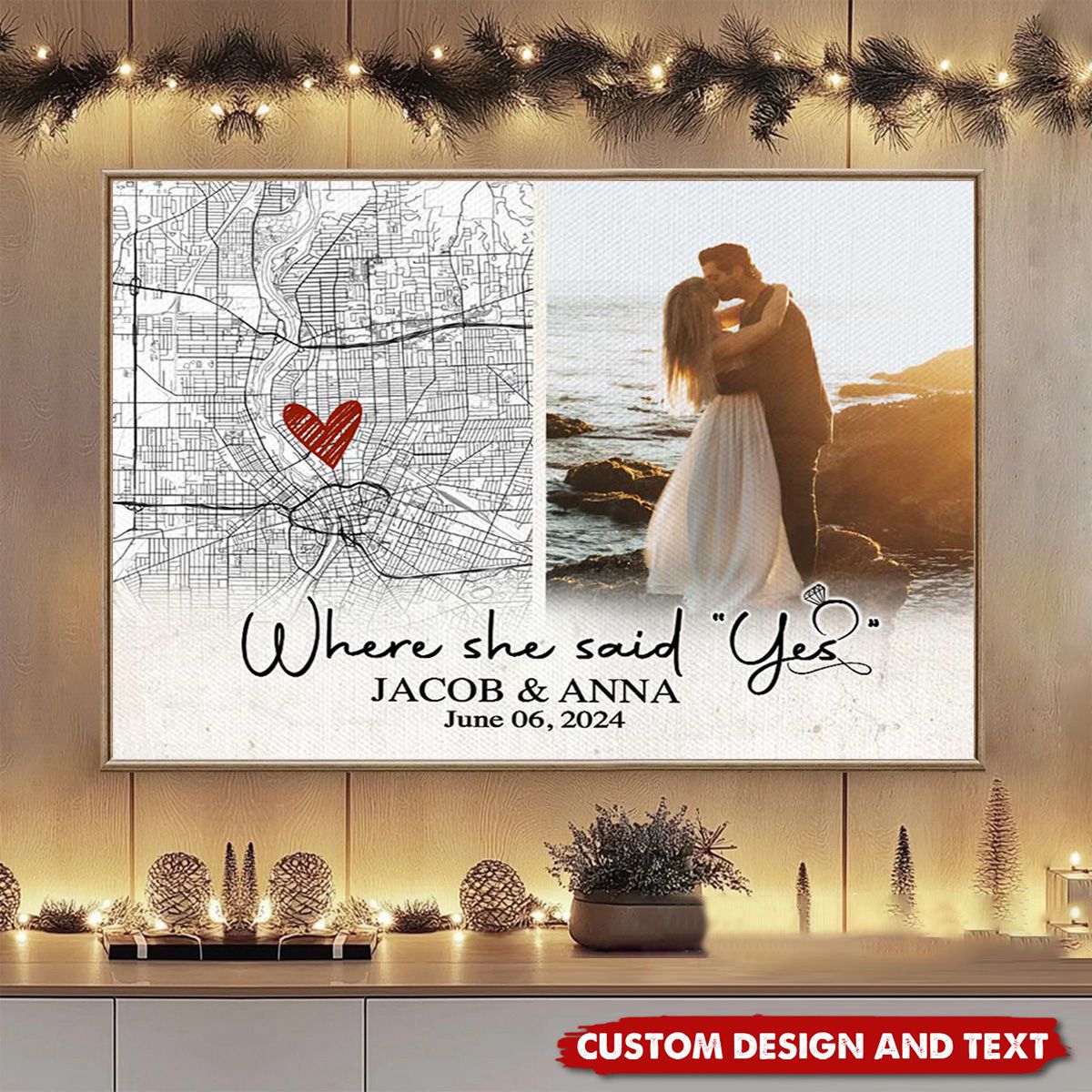 Where She Said Yes Custom Map Poster