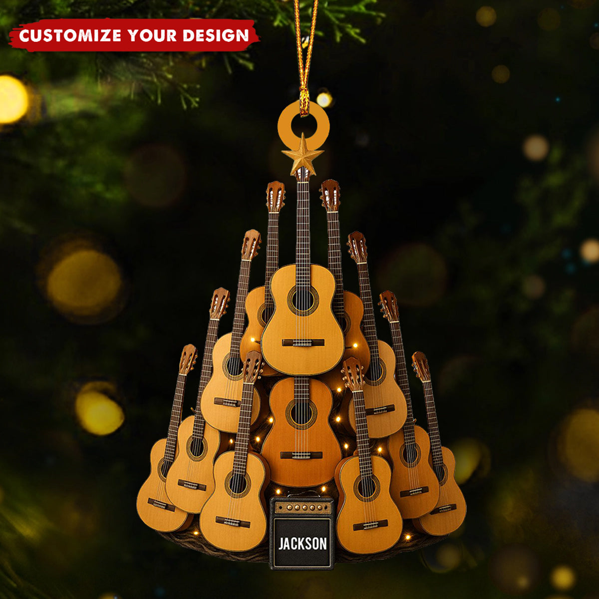 Personalized Classic Guitar Ornament, Ukulele Christmas Ornament, Christmas Gift for Music Lovers, Guitar Players