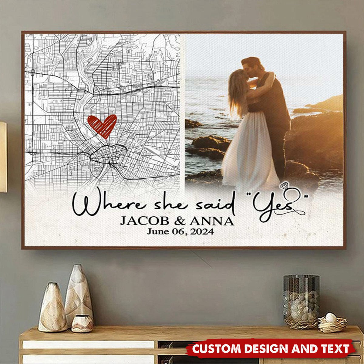 Where She Said Yes Custom Map Poster