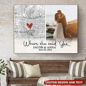 Where She Said Yes Custom Map Poster