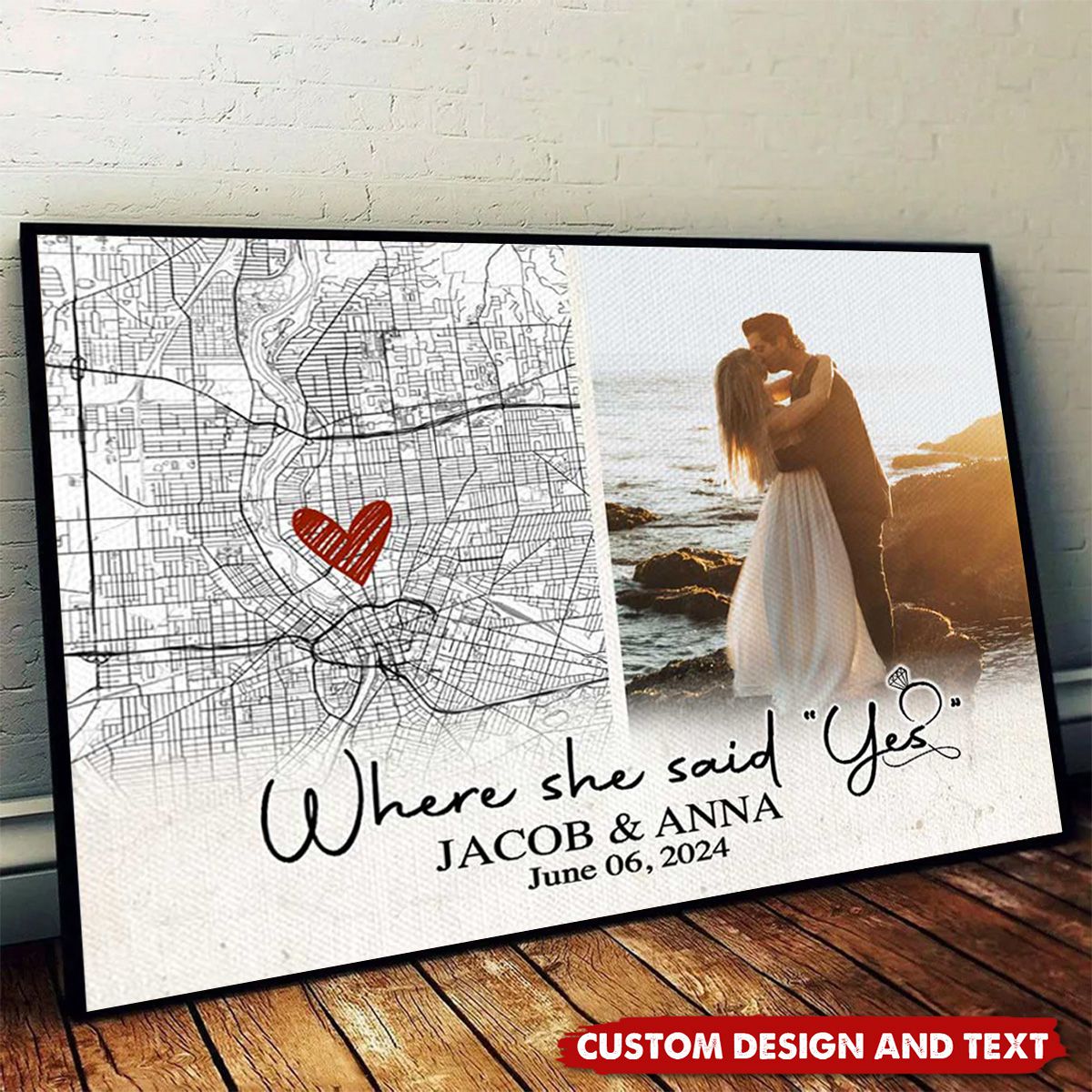 Where She Said Yes Custom Map Poster