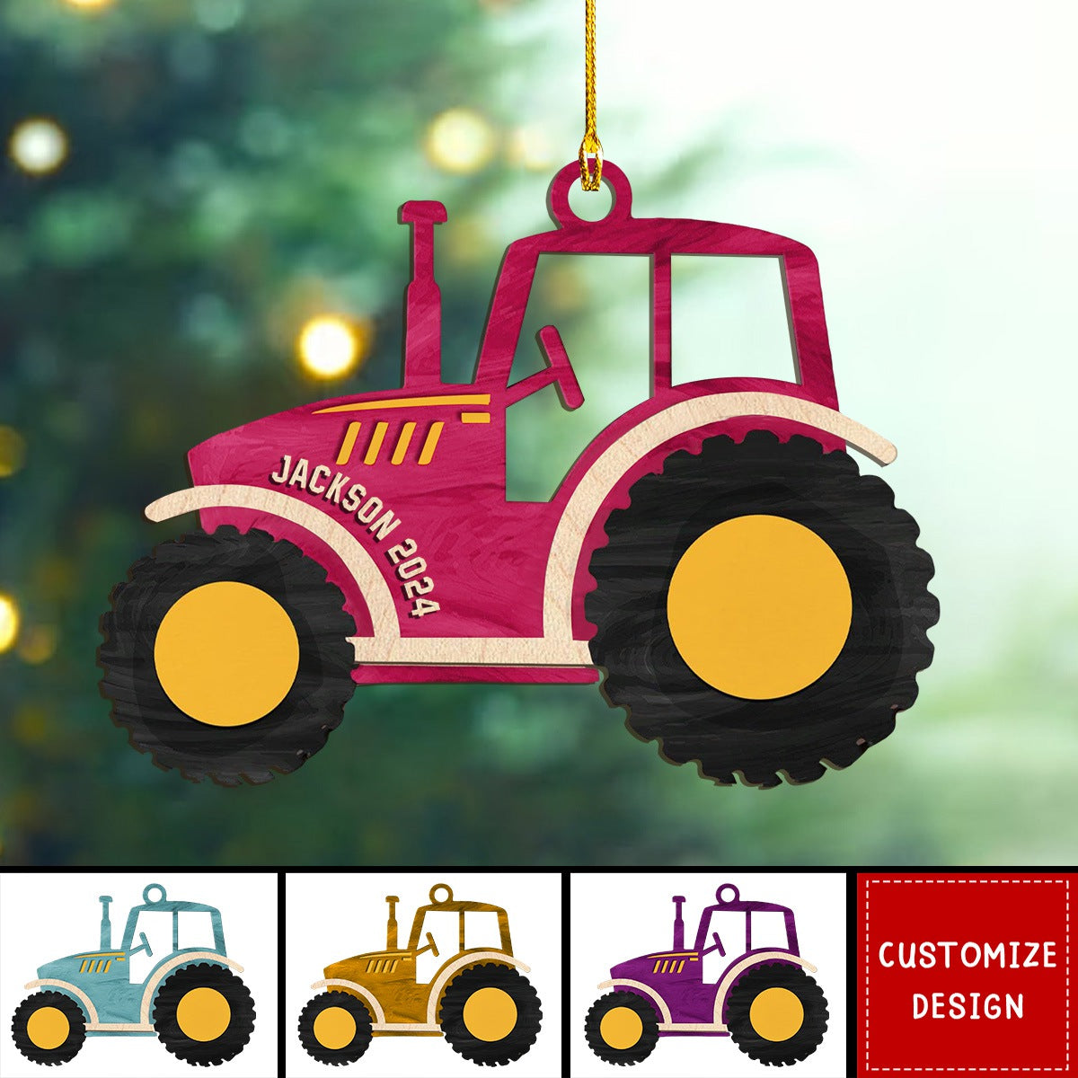2024 New Release Personalized Tractor Wood Ornament