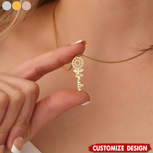 Personalized Sunflower Necklace - Gift For Mom,Grandma,Wife