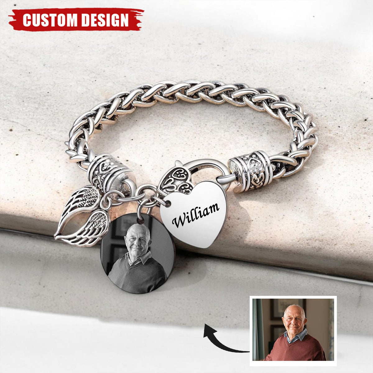 Personalized Angel Wing Memorial Bracelet-Sympathy Gift For Friend Or Family