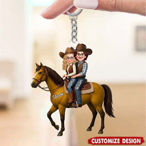 Personalized Horse Rider Couple Acrylic Keychain - Gift For Couple, For Horse Lovers