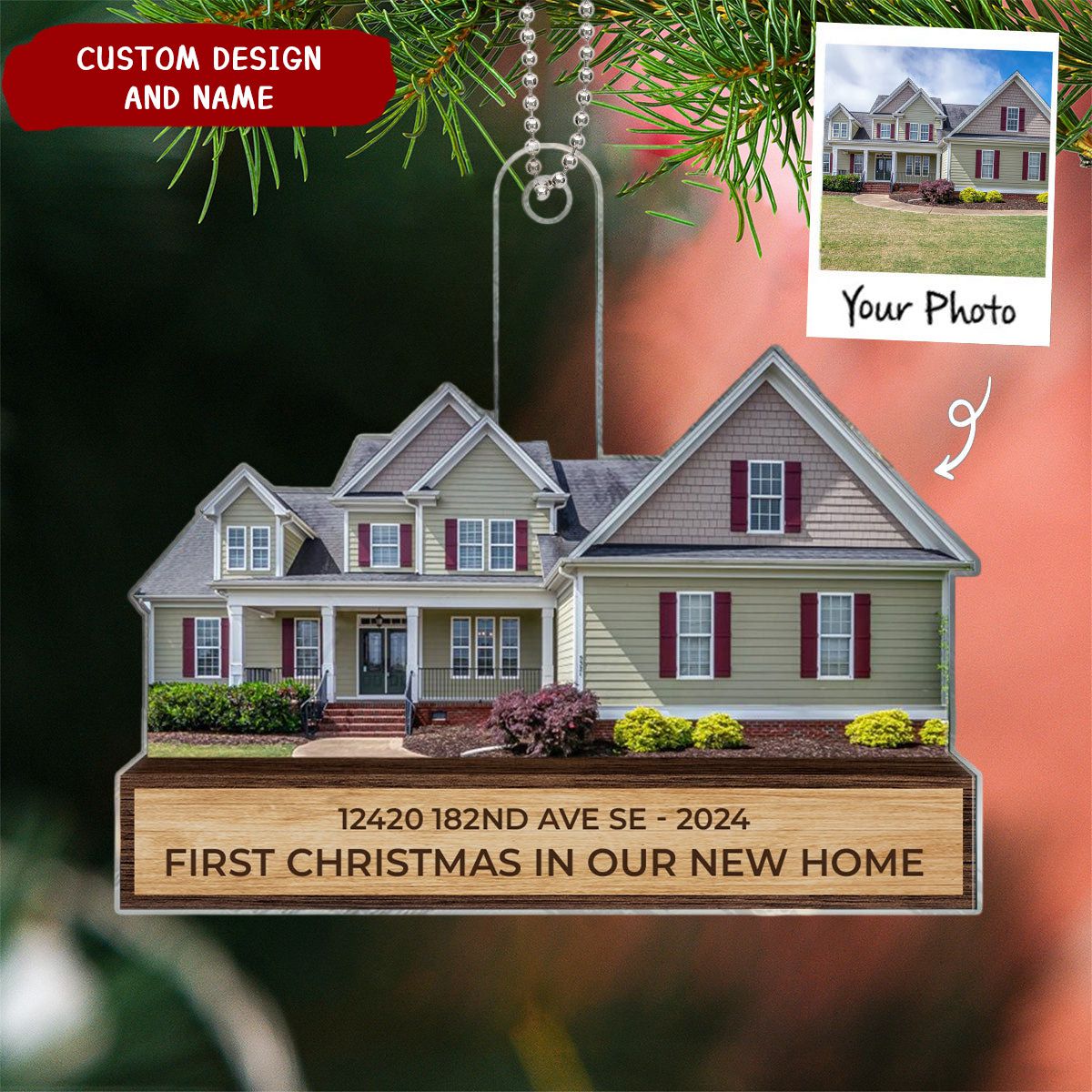 Personalized Our House Photo Upload Christmas Ornament