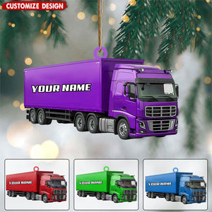 Personalized Semi Truck Christmas Ornament