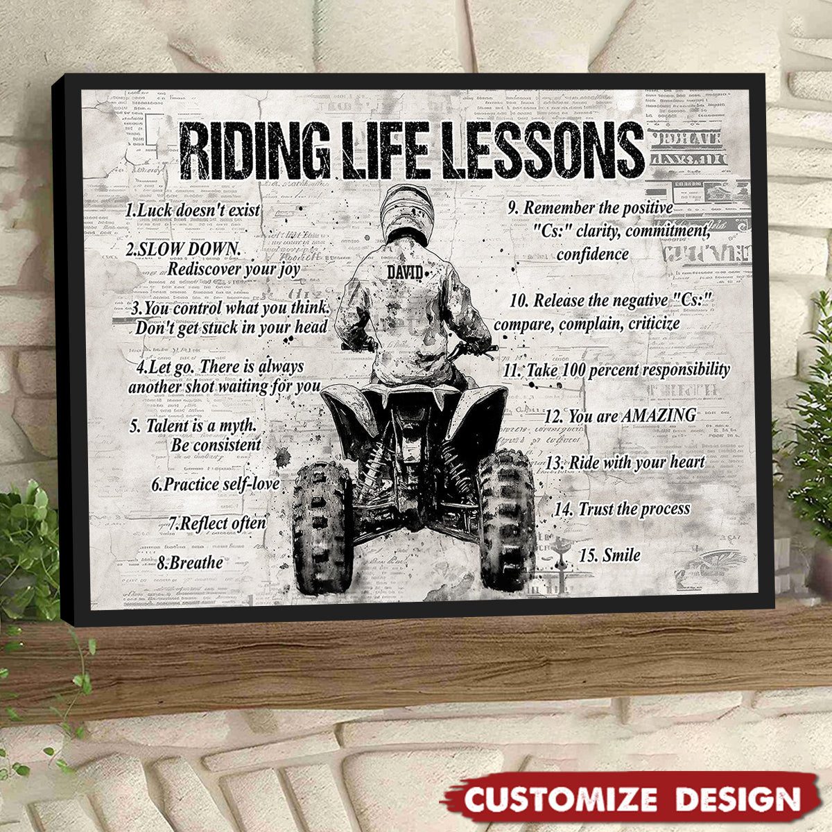 Personalized 4 Wheeler Riding Life Lessons Cool Quotes Poster - Gift For Biker