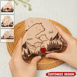Hugging Bear Family New Version - Personalized Wooden Bear Family Puzzle