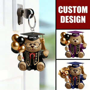 Graduation Bear - Personalized Keychain