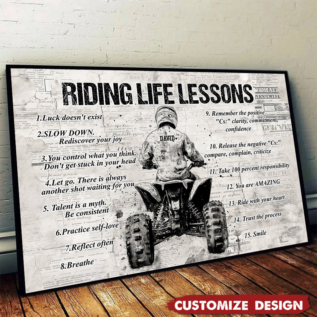 Personalized 4 Wheeler Riding Life Lessons Cool Quotes Poster - Gift For Biker