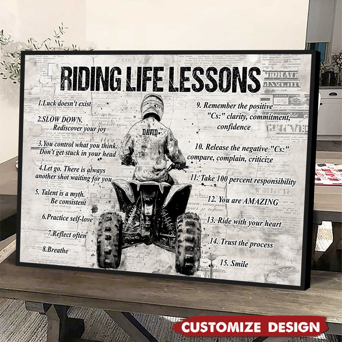 Personalized 4 Wheeler Riding Life Lessons Cool Quotes Poster - Gift For Biker