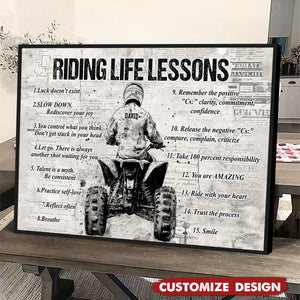 Personalized 4 Wheeler Riding Life Lessons Cool Quotes Poster - Gift For Biker