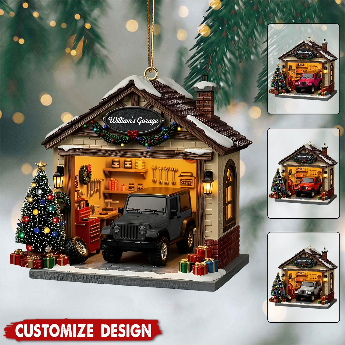 Personalized Garage Christmas Ornament - Gift For Car Enthusiasts