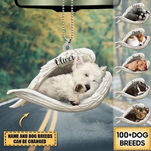 Personalized Dog Sleeping Angel Car Hanging Ornament- Double Sides Printed