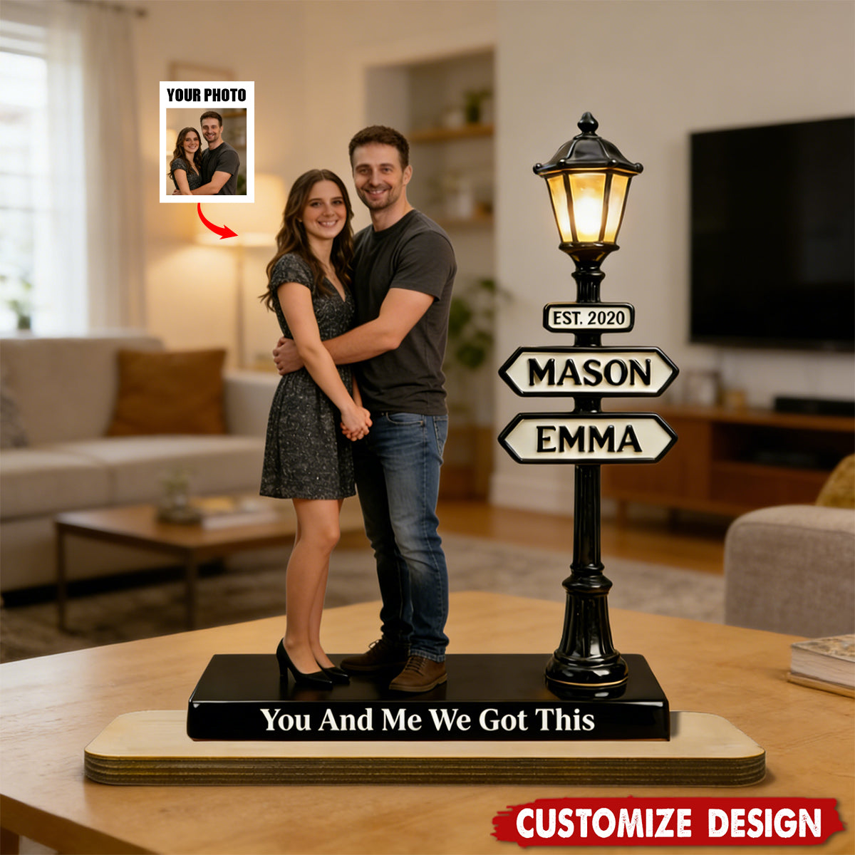 Together Forever - Personalized Couple Wooden Plaque - Gift For Couple