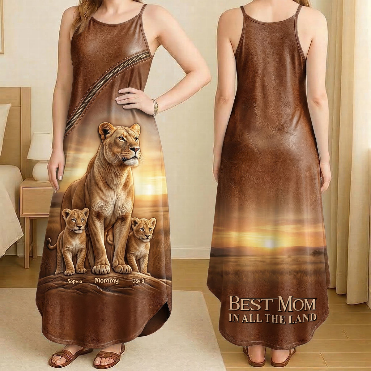 Lion Mom Suspender Maxi Dress - Personalized Gifts For Moms