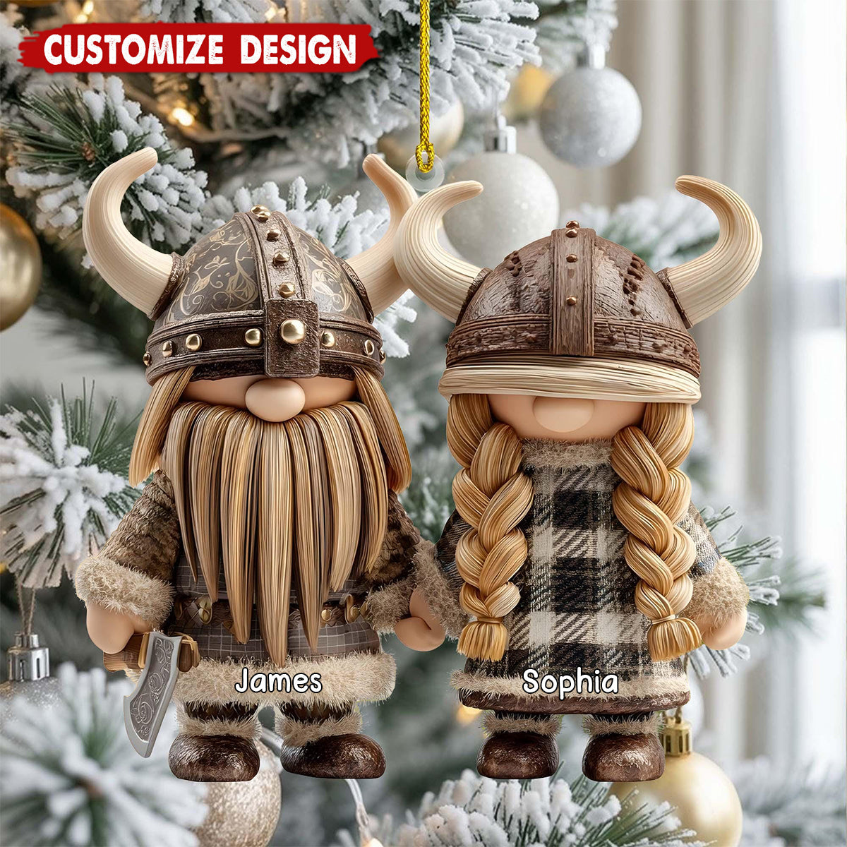 Personalized Viking Couple Christmas Ornament