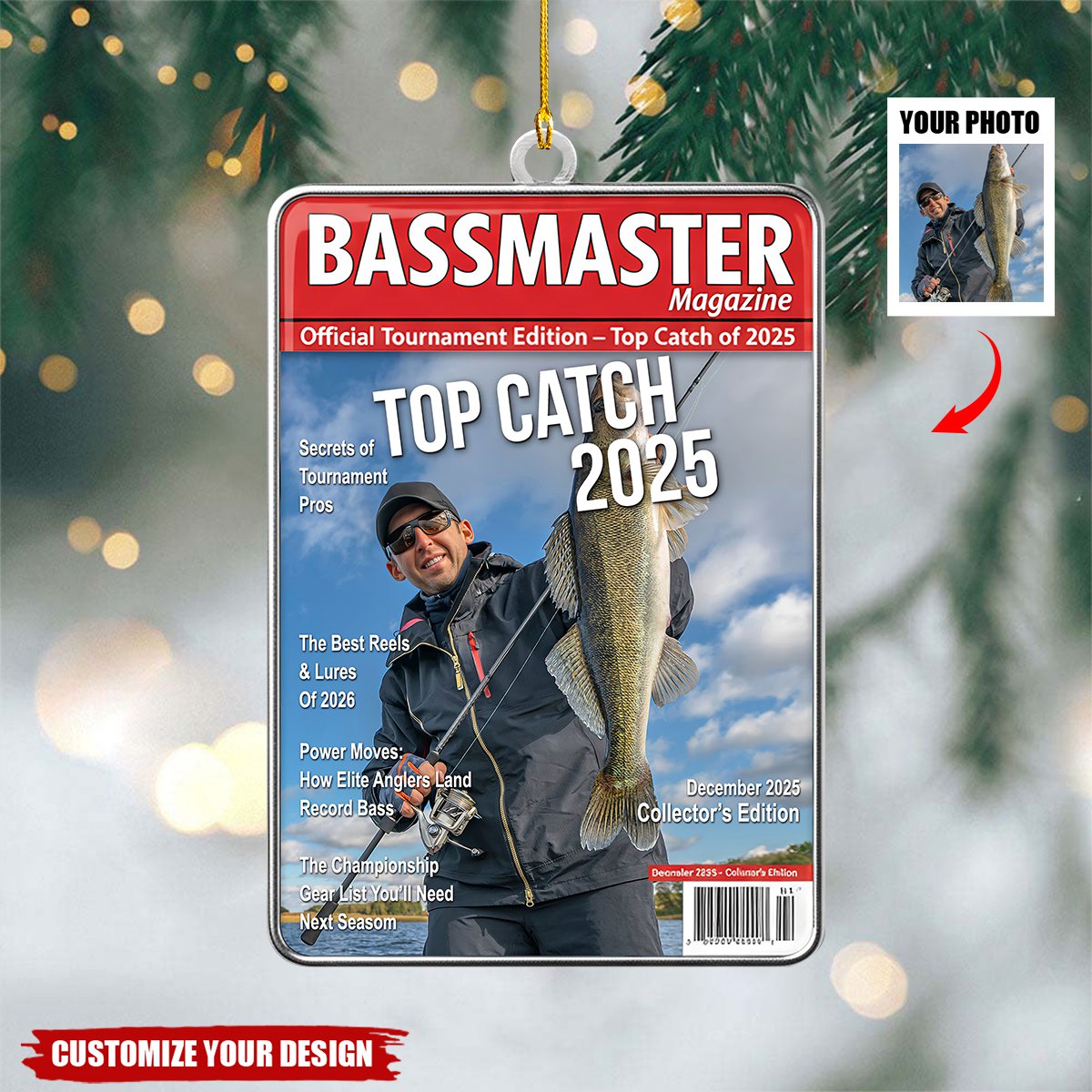 Personalized Photo Fishing Lover Christmas Ornament  -  Gifts For Fishing Lover