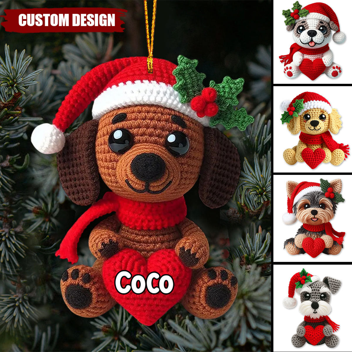 Merry Christmas - Personalized Dog Ornament