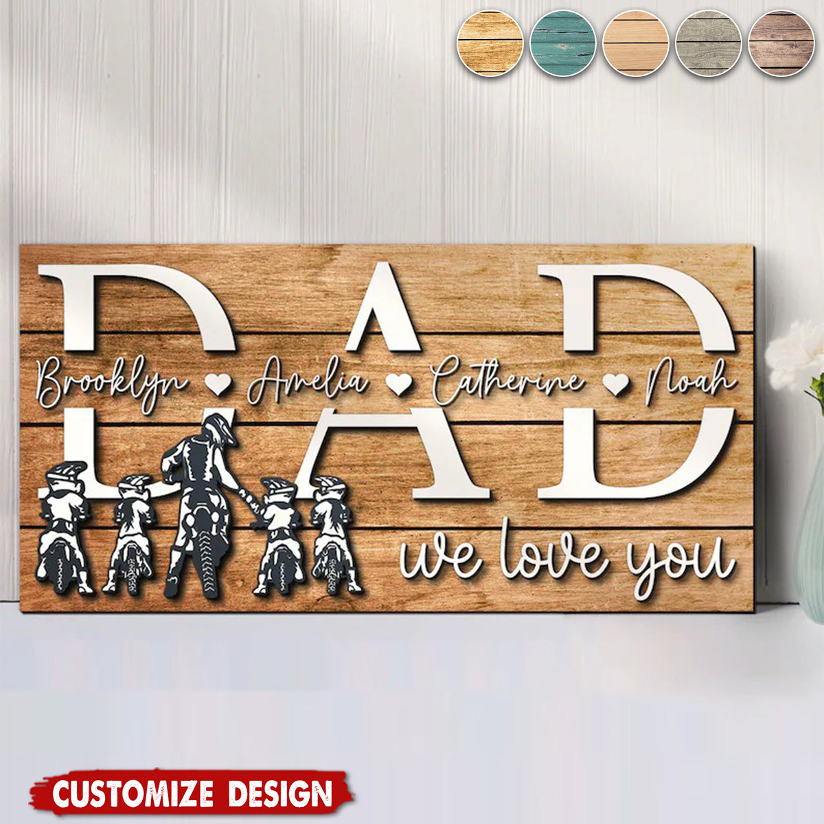Personalized Motocross Biker Daddy Kid Son Daughter Name Wood Sign
