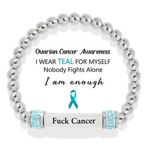 Ovarian Cancer Awareness-Teal Round Diamond Infinity Bracelet
