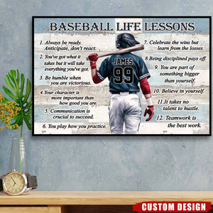 Personalized Baseball Life Lessons Poster-Gift For Baseball Lover