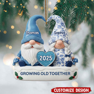 Personalized Vintage Floral Toile De Jouy Pattern Couple Ornament