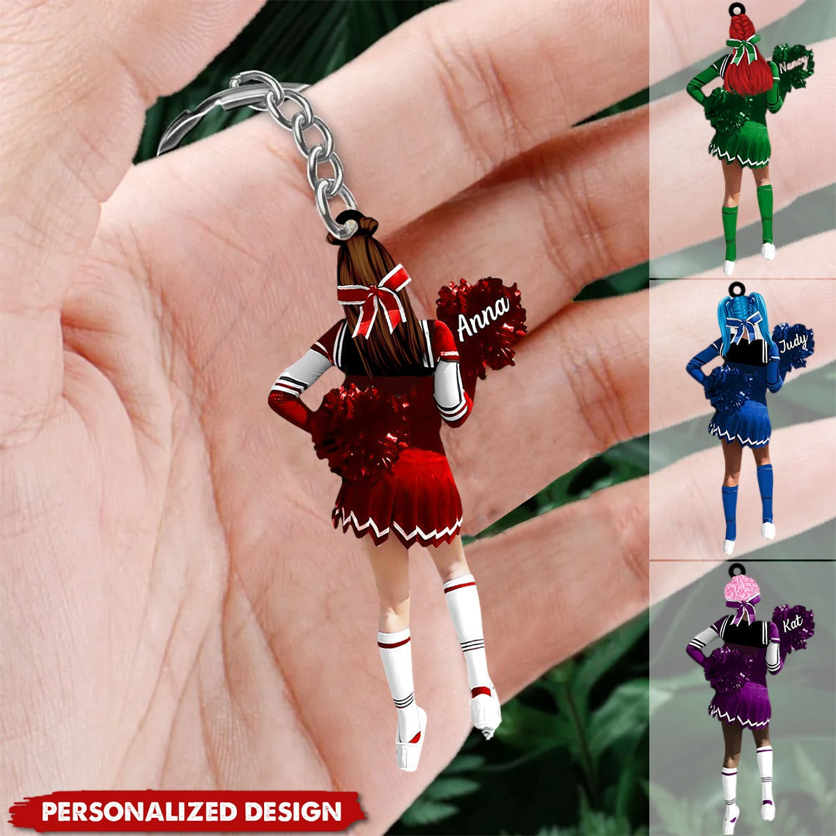 Personalized Cheerleading Pom pom Girl Keychain-Gift For Cheerleading Lovers
