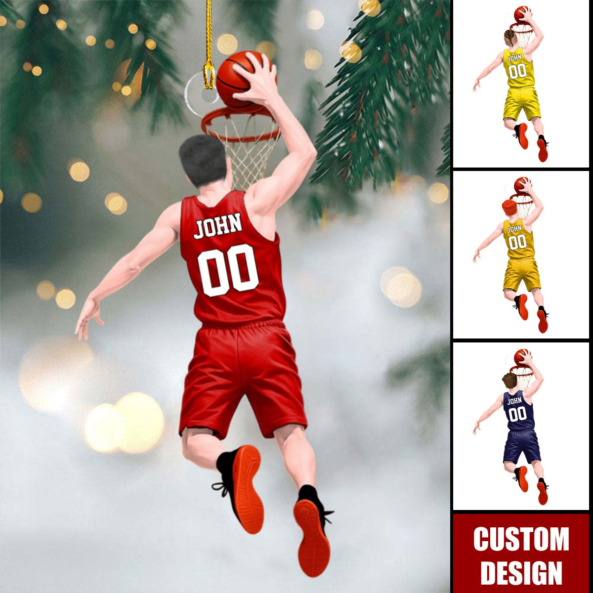 Jumping Dunking Personalized Ornament - Gift For Basketball Lovers