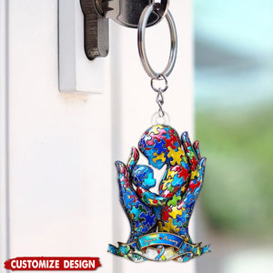 Mom And Kid - Personalized Autism Awareness Keychain
