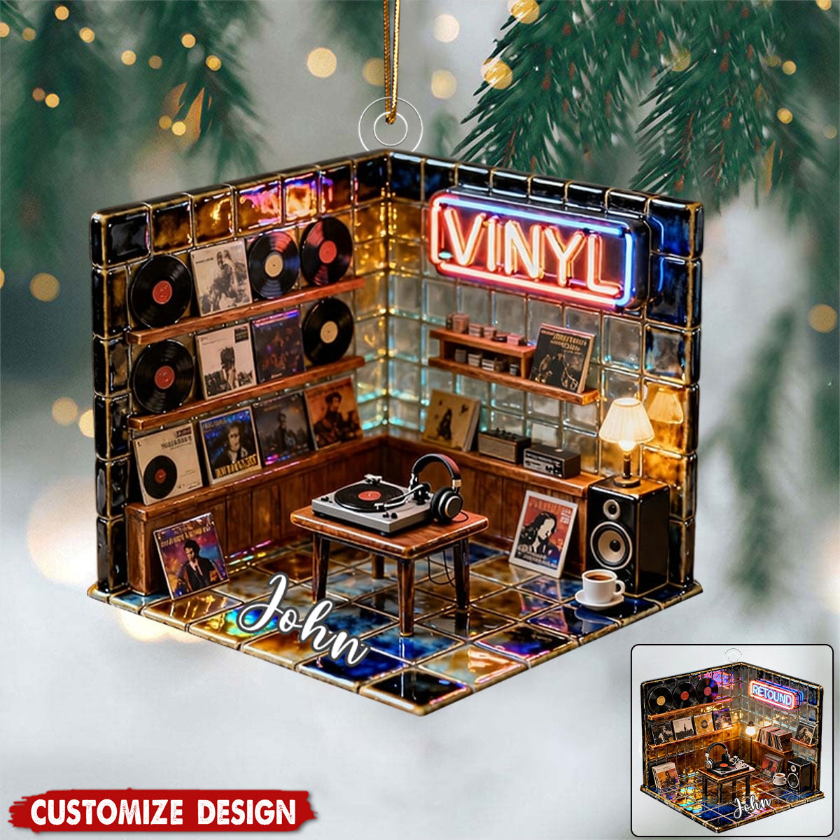 Personalized Record Store Ornament