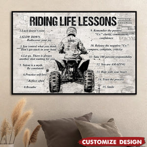 Personalized 4 Wheeler Riding Life Lessons Cool Quotes Poster - Gift For Biker