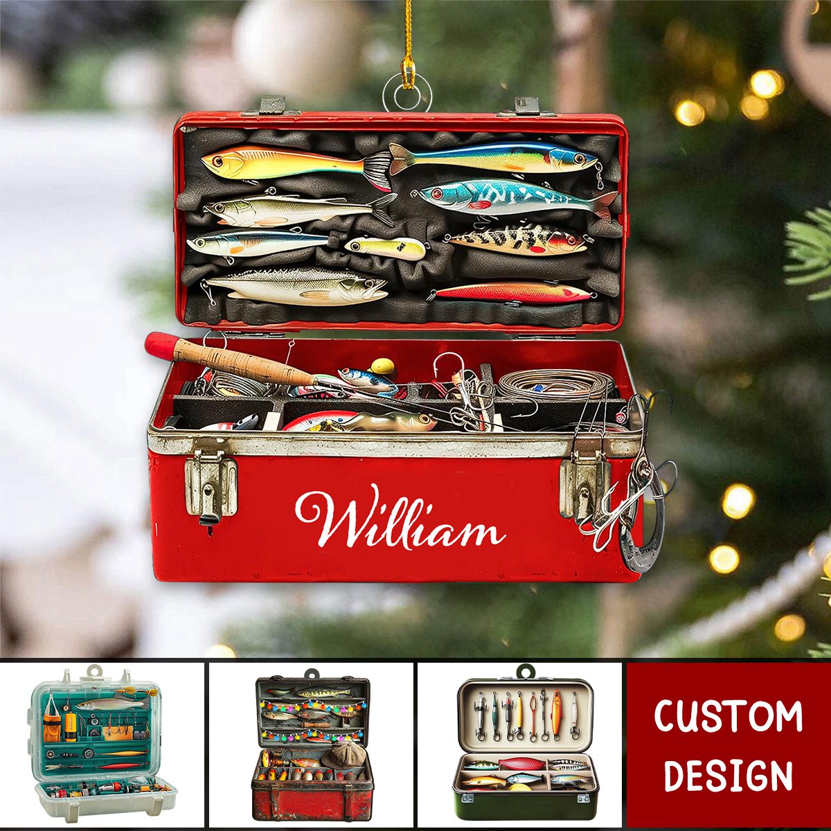 christmas fishing box Personalized Fishing Tackle Box Christmas Ornament-Gift For Fishing Lo