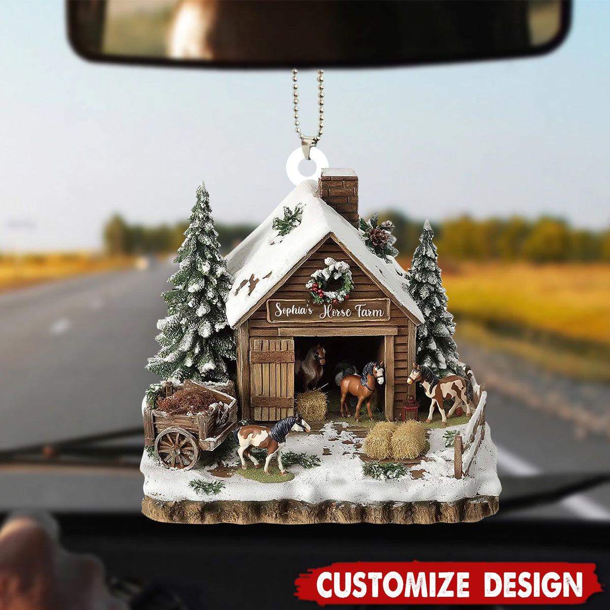 Personalized Horse Barn Car Ornament - Gifts For Horse Lover