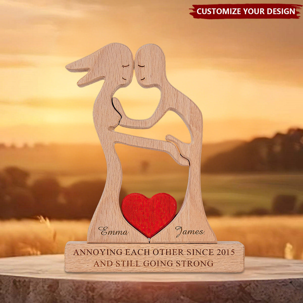 Couple Funny Puzzle Gift For Her Gift For Him - Personalized Wooden Family Puzzle