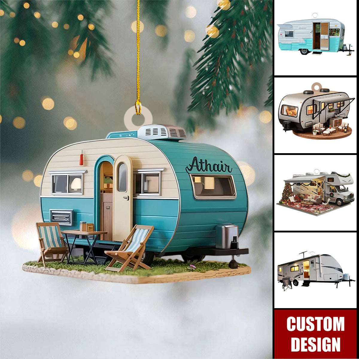 Personalized Camper Van Christmas Ornament, Gift For Travelers, Camper