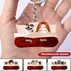 Personalized Sleeping With My Dog Keychain