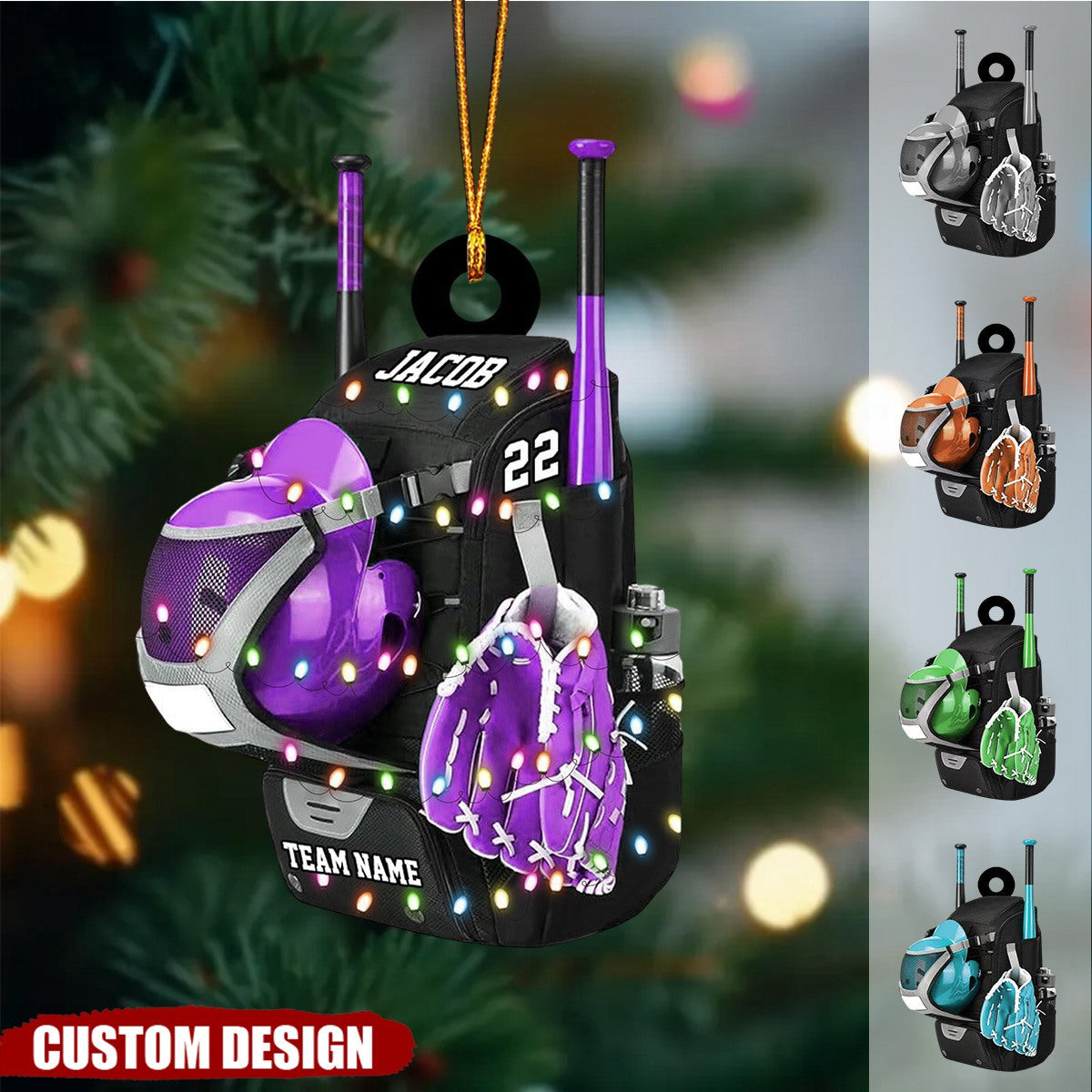 Personalized Baseball/Softball Bag with Helmet & Gloves Christmas Ornament, Gift For Baseball&Softball Lovers - New Release