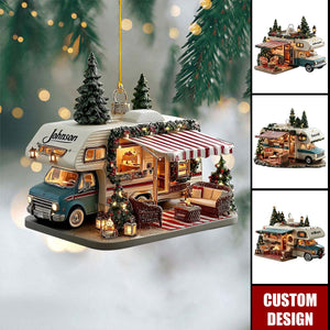 Personalized Vintage RV Camper Christmas Ornament - Gift For Campers