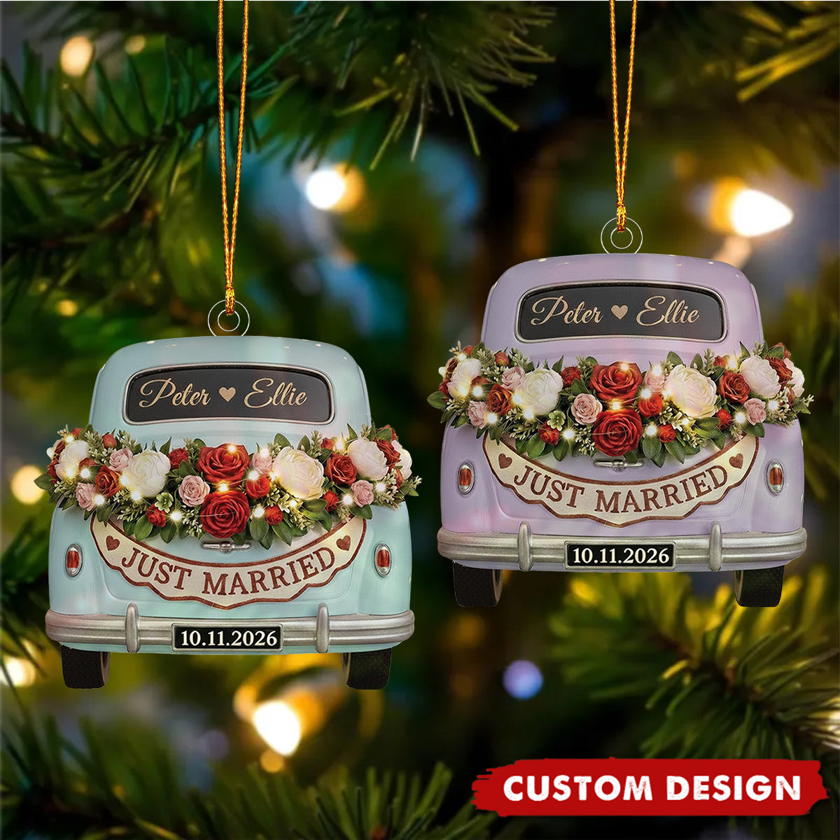 Personalized First Christmas Married Ornament, Mr Mrs Xmas Ornament
