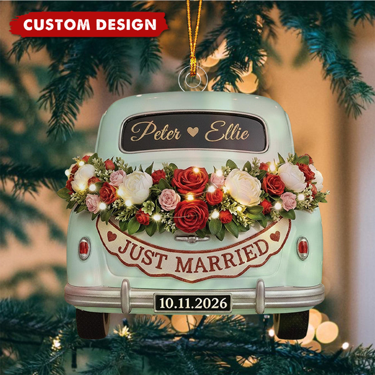 Personalized First Christmas Married Ornament, Mr Mrs Xmas Ornament
