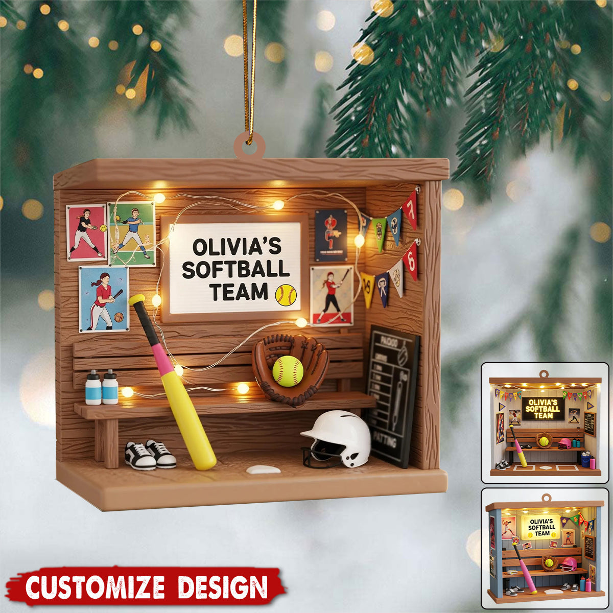 Personalized Softball Christmas Ornament