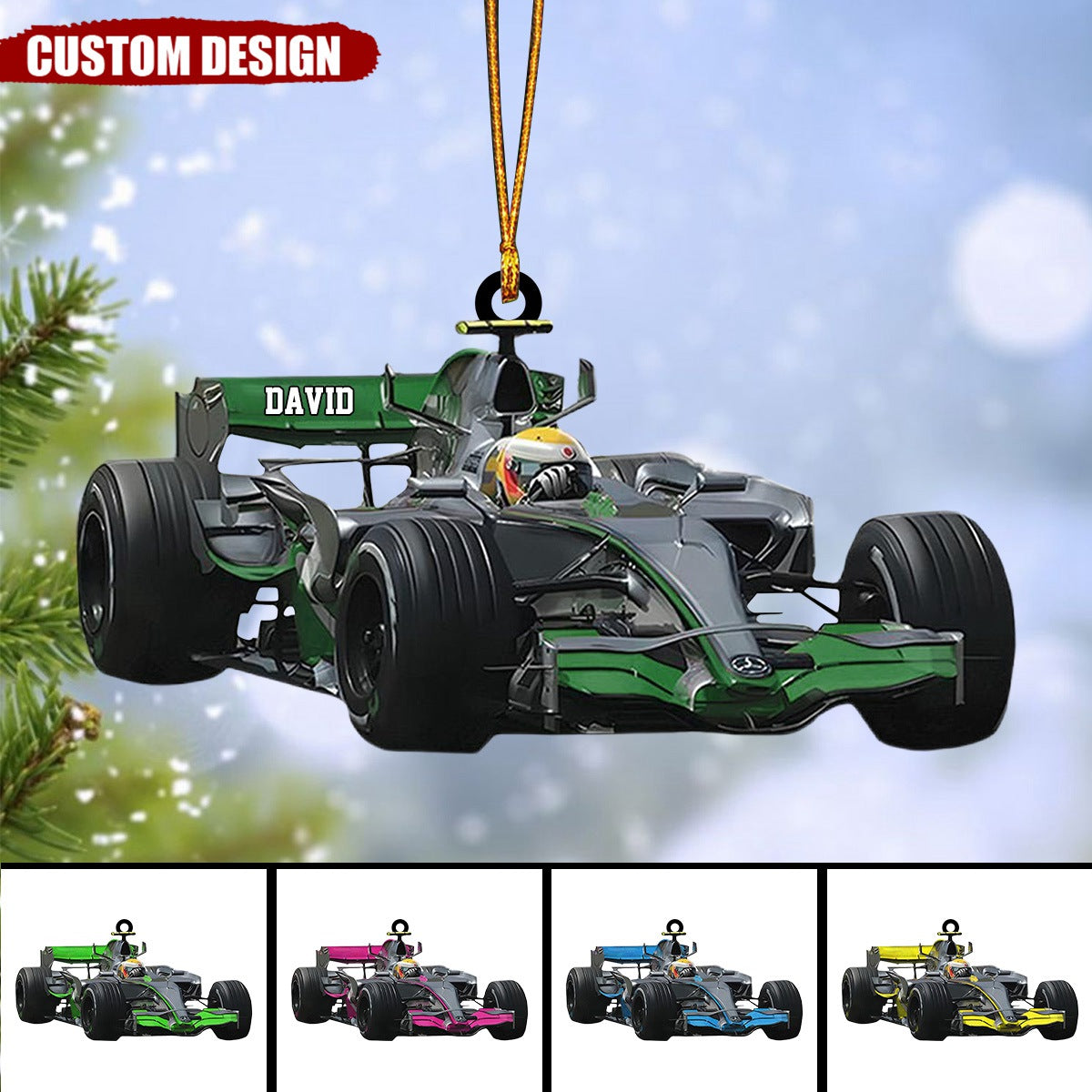 Personalized Race Car Ornament, Gifts For Racing Lovers - 2024 New Release
