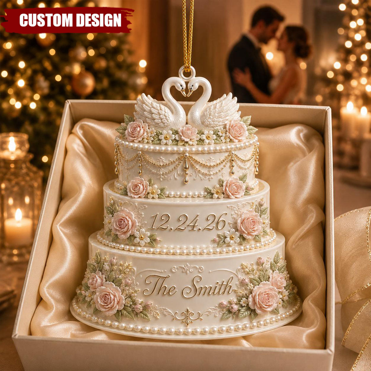 Personalized Wedding Couple Ornament - First Christmas Married Ornament