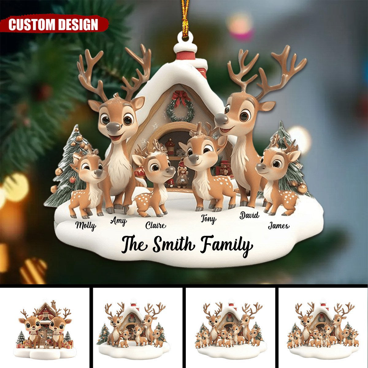 Personalized Reindeer Family Ornament New Release