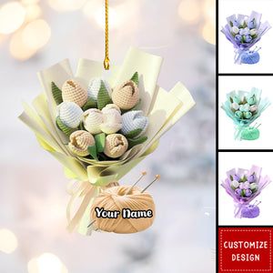 2024 New Release Personalized Knitting Flower Christmas Ornament - Gift For Crochet Lover