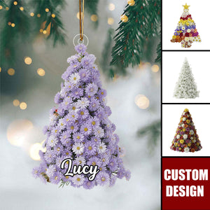 Floral Christmas Tree Ornament – Colorful Bloom Design with Mixed Flowers