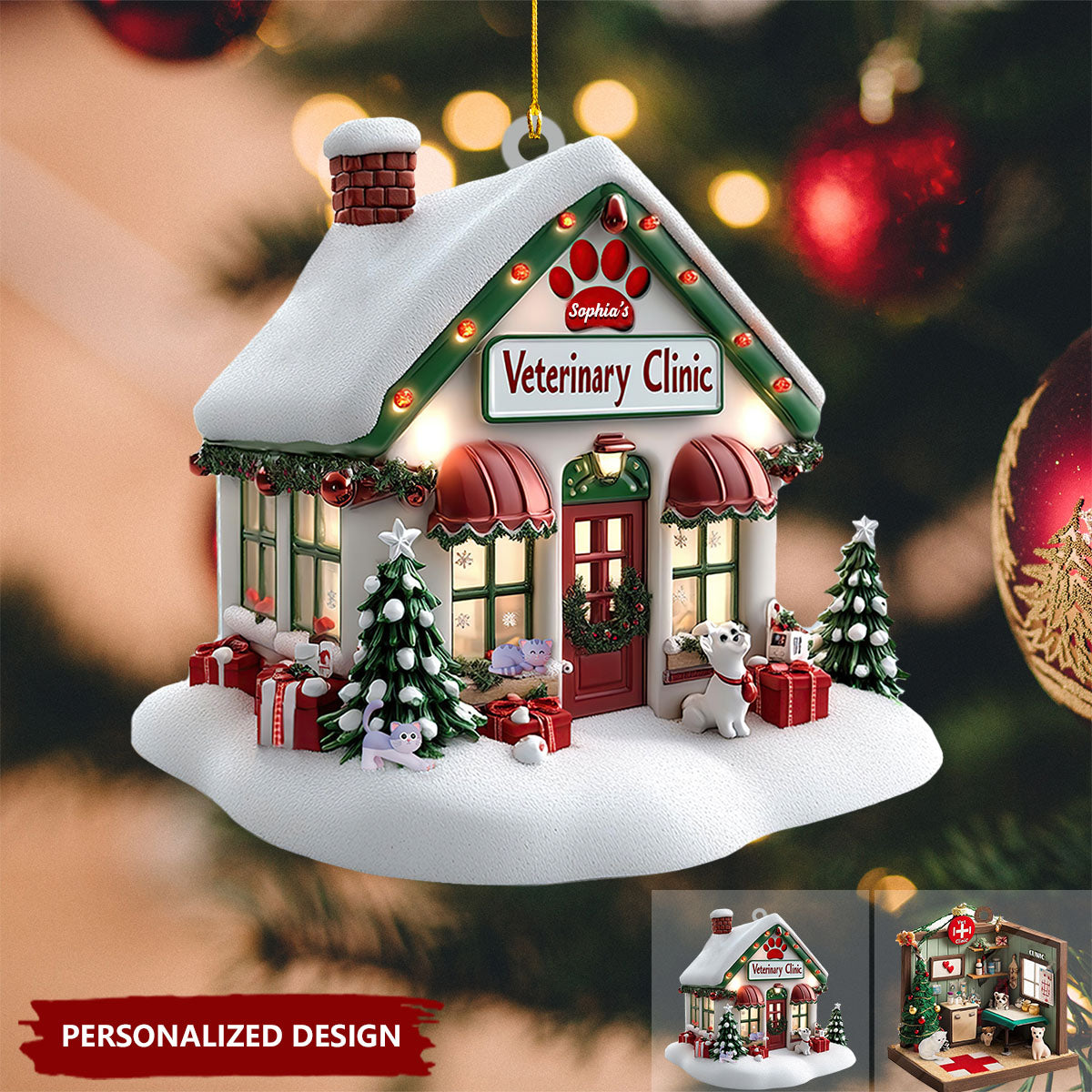 Personalized Veterinarian Clinic Christmas Ornament-Gifts For Veterinarian- New Release